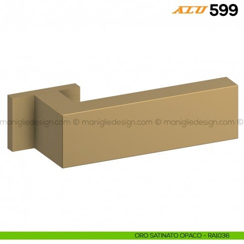 Maniglia per porta ALU 599 Comit con rosetta rettangolare oro satinato opaco