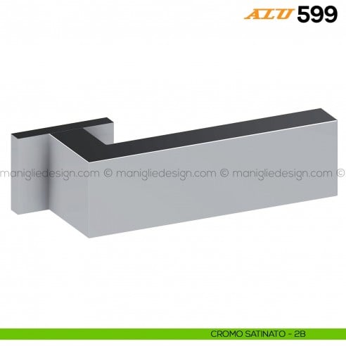 Maniglia per porta ALU 599 Comit con rosetta rettangolare cromo satinato