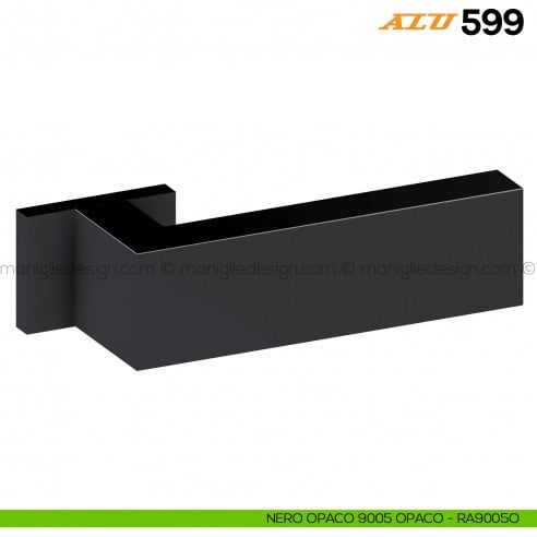 Maniglia per porta ALU 599 Comit con rosetta rettangolare nero RAL 9005 opaco