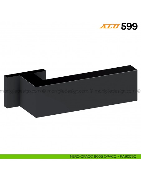 Maniglia per porta ALU 599 Comit con rosetta rettangolare nero RAL 9005 opaco