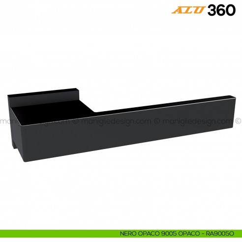 Maniglia per porta ALU 360 Comit con rosetta rettangolare nero RAL 9005 opaco