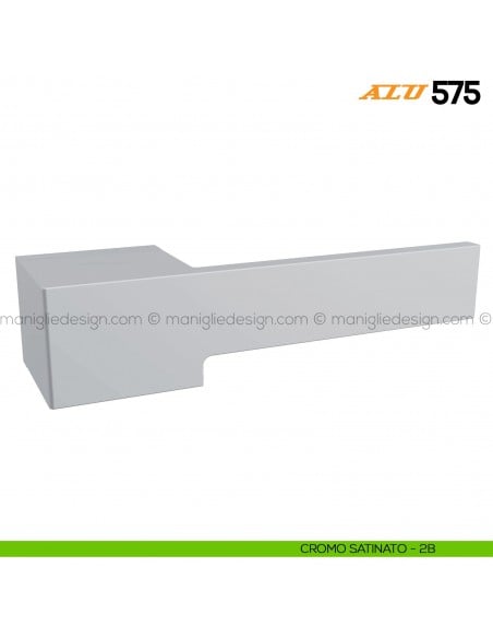 Maniglia per porta ALU 575 Comit con rosetta rettangolare cromo satinato