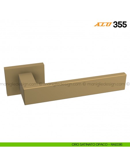 Maniglia per porta ALU 355 Comit con rosetta rettangolare oro satinato opaco