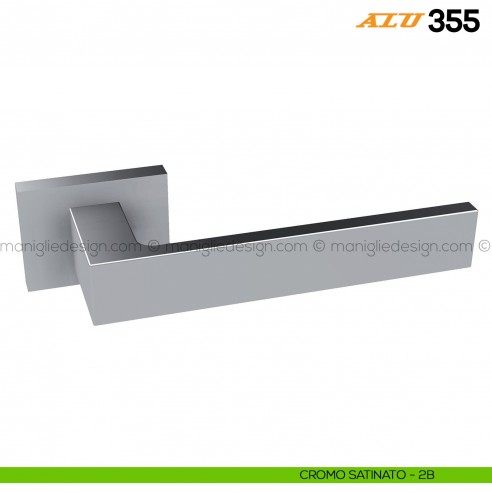 Maniglia per porta ALU 355 Comit con rosetta rettangolare cromo satinato