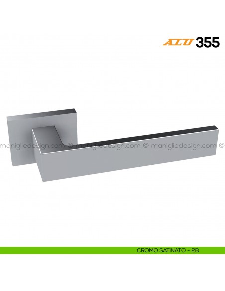 Maniglia per porta ALU 355 Comit con rosetta rettangolare cromo satinato