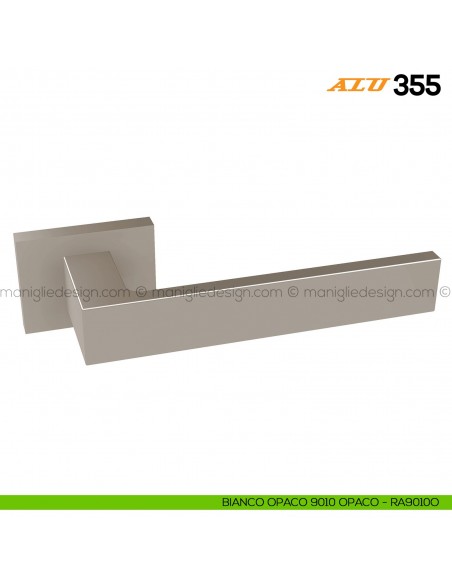 Maniglia per porta ALU 355 Comit con rosetta rettangolare nichel satinato opaco