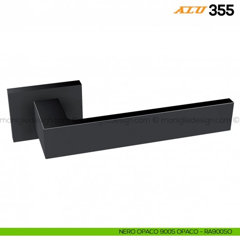 Maniglia per porta ALU 355 Comit con rosetta rettangolare nero RAL 9005 opaco