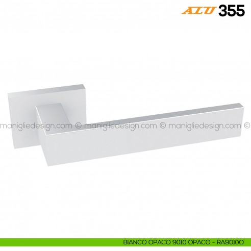 Maniglia per porta ALU 355 Comit con rosetta rettangolare bianco RAL 9010 opaco