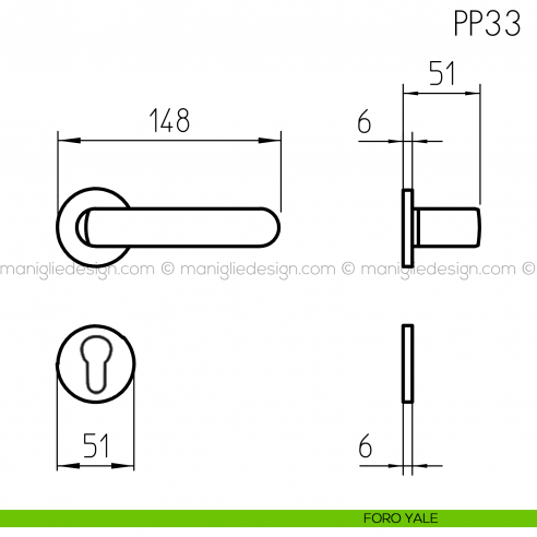 Maniglia per porta PP33 Mandelli foro yale