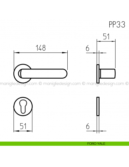 Maniglia per porta PP33 Mandelli foro yale