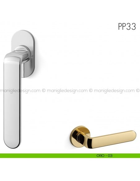 Maniglia per finestra martellina DK PP33 Mandelli oro