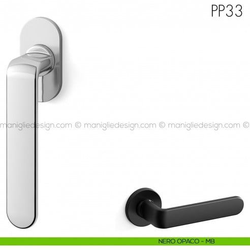 Maniglia per finestra martellina DK PP33 Mandelli nero opaco