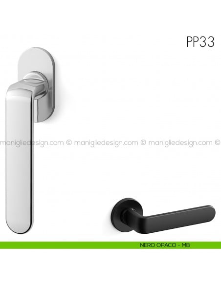 Maniglia per finestra martellina DK PP33 Mandelli nero opaco