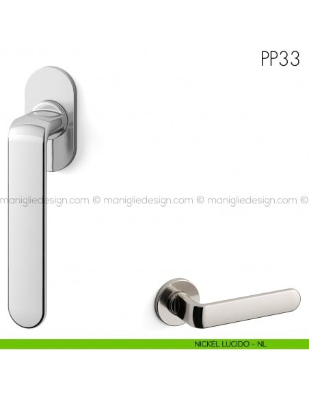 Maniglia per finestra martellina DK PP33 Mandelli nickel lucido