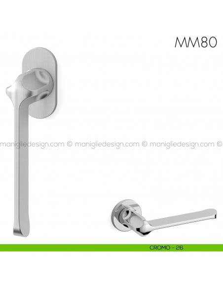 Maniglia per finestra martellina DK MM80 Mandelli cromo lucido