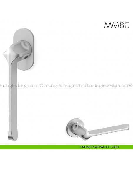 Maniglia per finestra martellina DK MM80 Mandelli cromo satinato