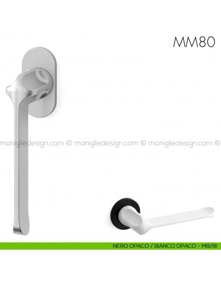 Maniglia per finestra martellina DK MM80 Mandelli nero opaco/bianco opaco