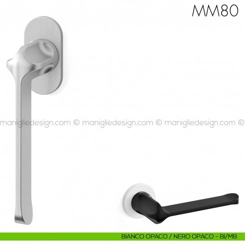 Maniglia per finestra martellina DK MM80 Mandelli bianco opaco/nero opaco
