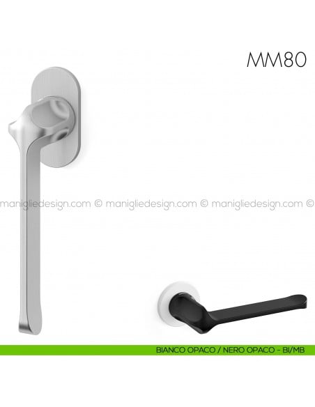 Maniglia per finestra martellina DK MM80 Mandelli bianco opaco/nero opaco