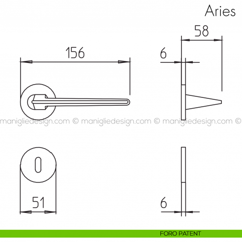 Maniglia per porta Aries Mandelli foro patent