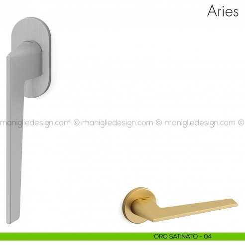 Maniglia per finestra martellina DK Aries Mandelli oro satinato
