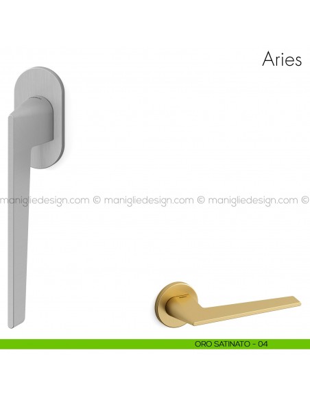 Maniglia per finestra martellina DK Aries Mandelli oro satinato