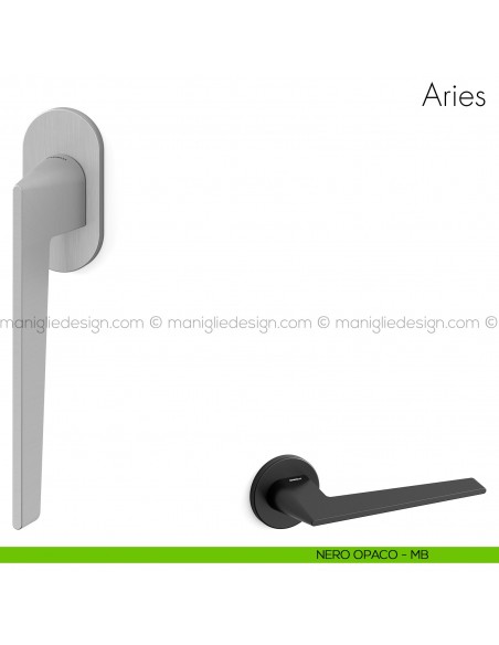 Maniglia per finestra martellina DK Aries Mandelli nero opaco