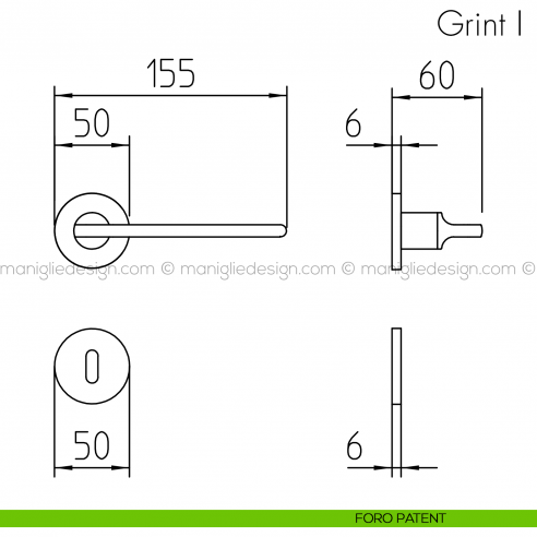 Maniglia per porta Grint Mandelli foro patent