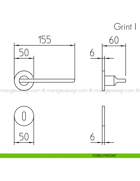 Maniglia per porta Grint Mandelli foro patent