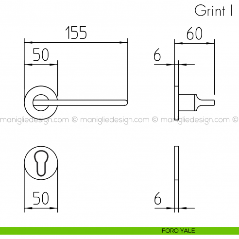 Maniglia per porta Grint Mandelli foro yale