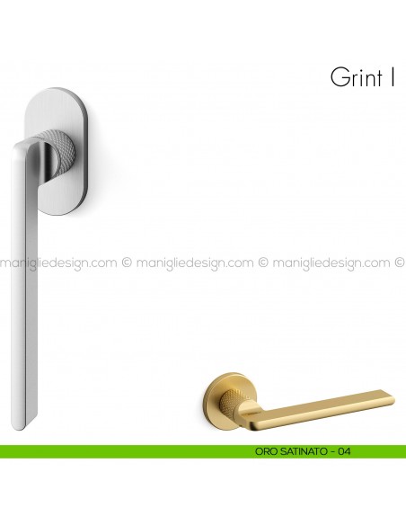 Maniglia per finestra martellina DK Grint Mandelli oro satinato