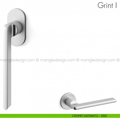 Maniglia per finestra martellina DK Grint Mandelli cromo satinato