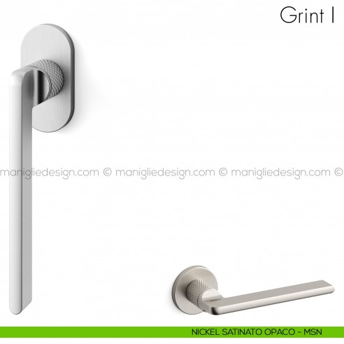 Maniglia per finestra martellina DK Grint Mandelli nickel satinato opaco