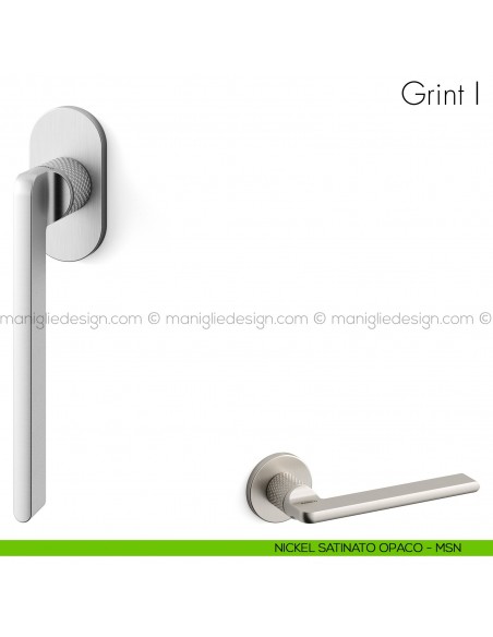 Maniglia per finestra martellina DK Grint Mandelli nickel satinato opaco