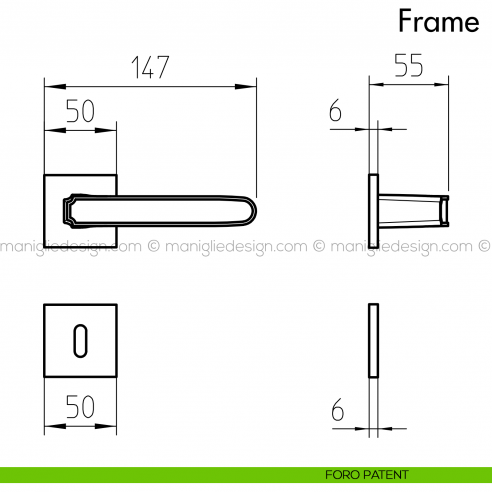Maniglia per porta Frame Mandelli foro patent