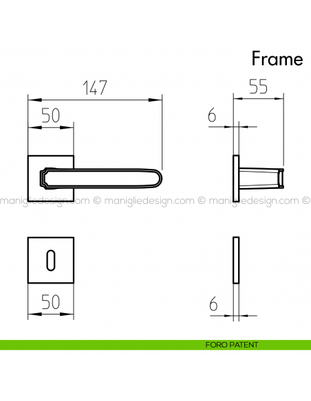 Maniglia per porta Frame Mandelli foro patent