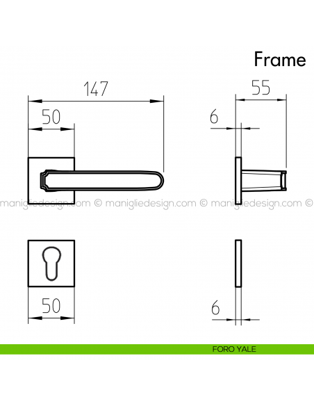 Maniglia per porta Frame Mandelli foro yale