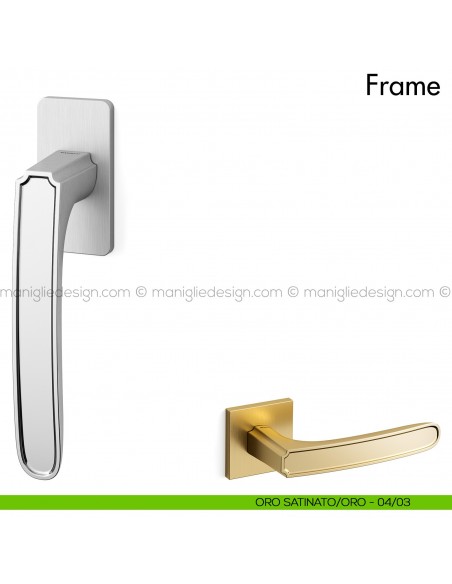Maniglia per finestra martellina DK Frame Mandelli oro satinato/oro