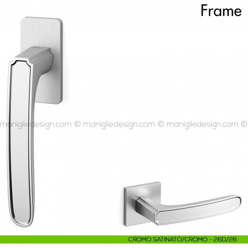 Maniglia per finestra martellina DK Frame Mandelli cromo satinato/cromo