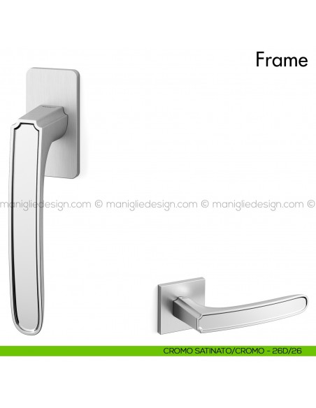 Maniglia per finestra martellina DK Frame Mandelli cromo satinato/cromo