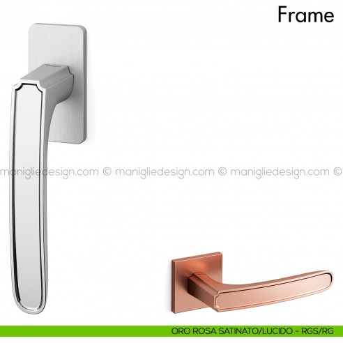 Maniglia per finestra martellina DK Frame Mandelli oro rosa satinato/lucido