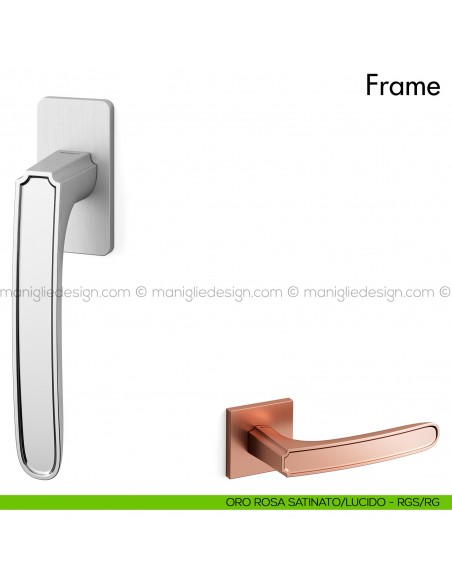 Maniglia per finestra martellina DK Frame Mandelli oro rosa satinato/lucido