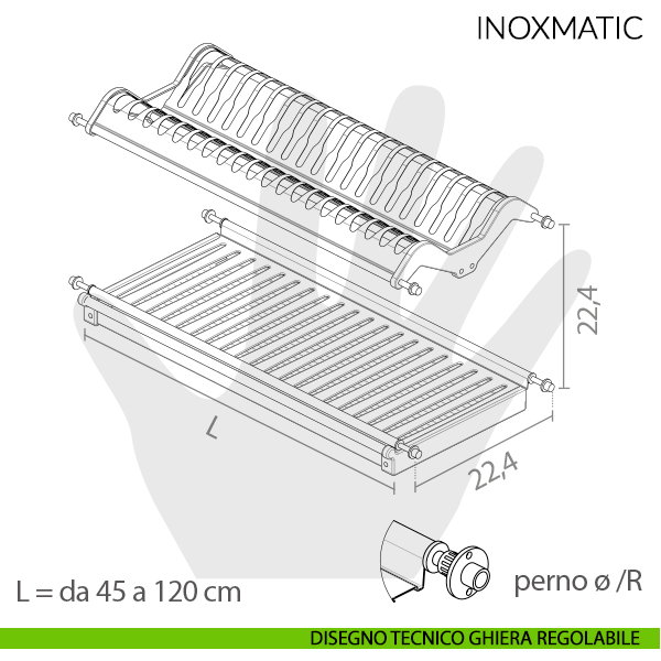 Scolapiatti Da Incasso TECNOINOX In Acciaio Inox - Regolabile 61-65 Cm - Scolaposate