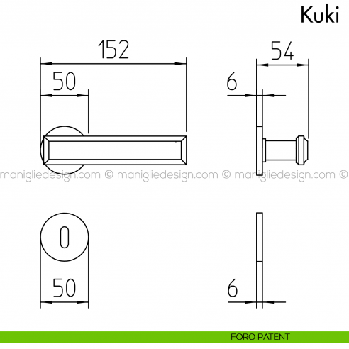 Maniglia per porta Kuki Mandelli grafite foro patent