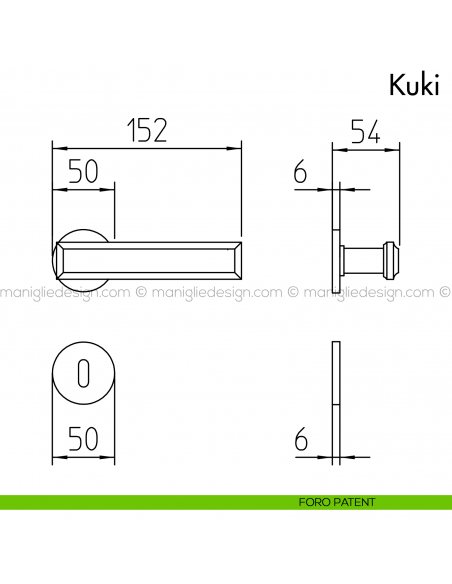 Maniglia per porta Kuki Mandelli grafite foro patent