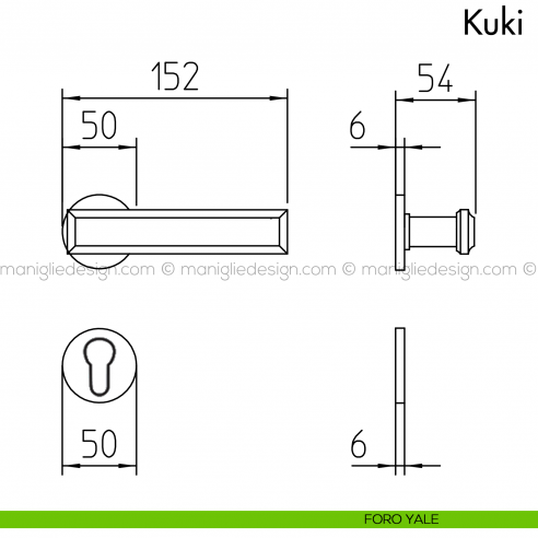 Maniglia per porta Kuki Mandelli grafite foro yale