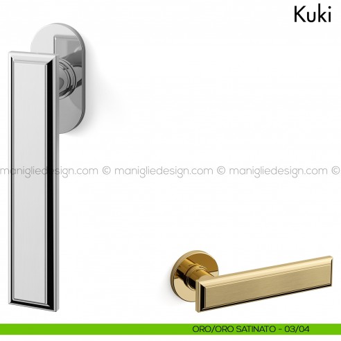 Maniglia per finestra martellina DK Kuki Mandelli oro/oro satinato