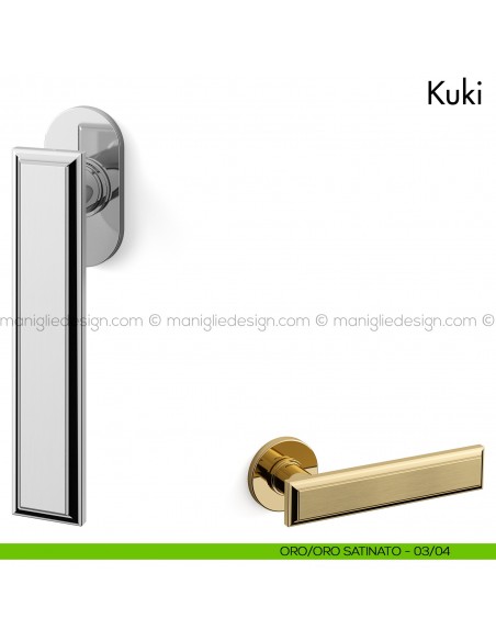 Maniglia per finestra martellina DK Kuki Mandelli oro/oro satinato
