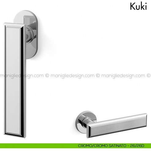 Maniglia per finestra martellina DK Kuki Mandelli cromo/cromo satinato
