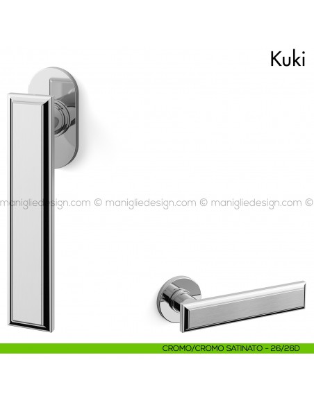 Maniglia per finestra martellina DK Kuki Mandelli cromo/cromo satinato